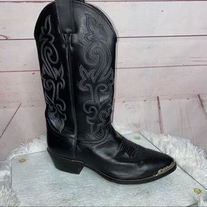 Justin 1409 Cowboy Boots Black stitched sz 9.5 EE